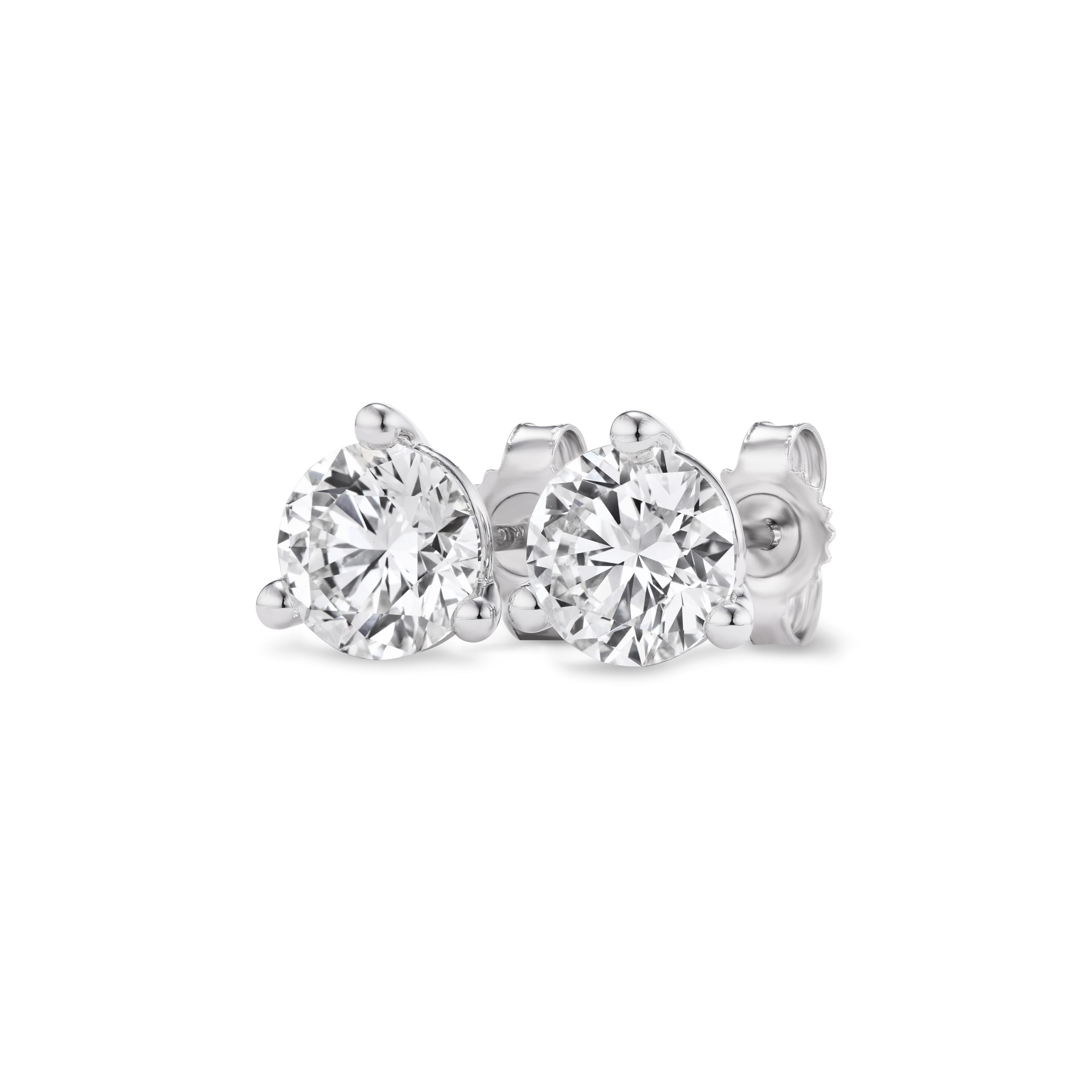 3-Prong Martini Set Diamond Gold Round Stud Earrings for Women