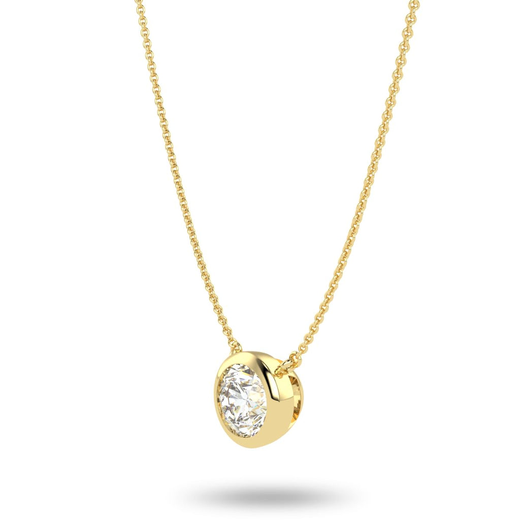 Round Bezel Necklace in 14K Gold [0.50 - 3.00 Ct. Tw.]