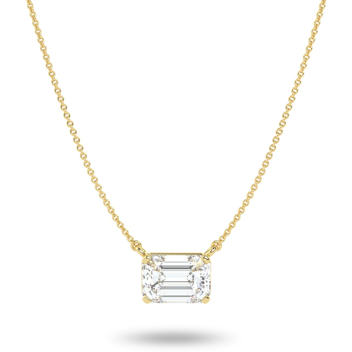 Carbon Atelier East-West Emerald Cut Lab-Grown Diamond Solitaire Necklace