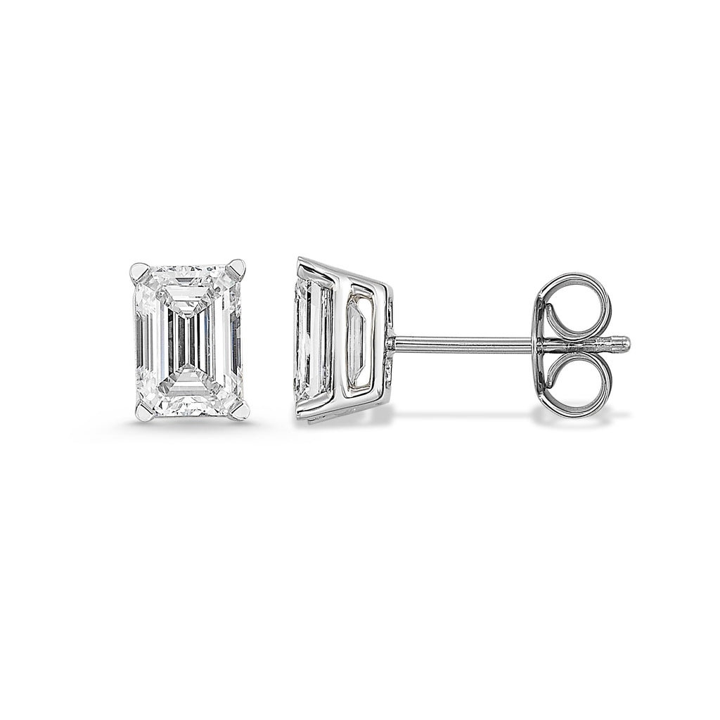IGI Certified Emerald Cut Lab Grown Diamond Stud Earrings [0.66 - 4.00 Ct. Tw.]