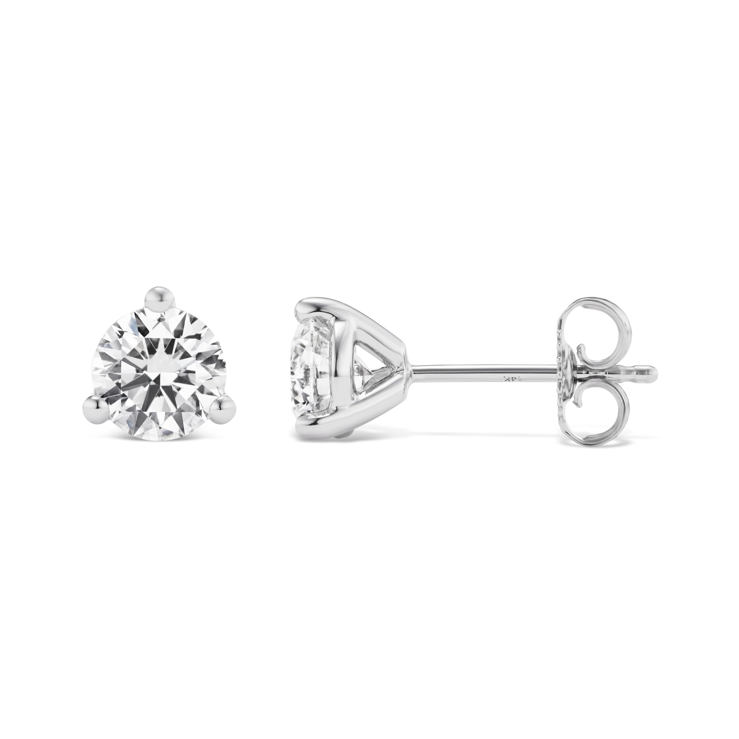 IGI Certified 1.50 to 4.00 Carat Lab Grown Diamond Round Stud Earrings for Women I 14k White Gold Earrings for Her (I-J, VS1-VS2, cttw) 3-Prong Martini Set Diamond I Push Back Studs
