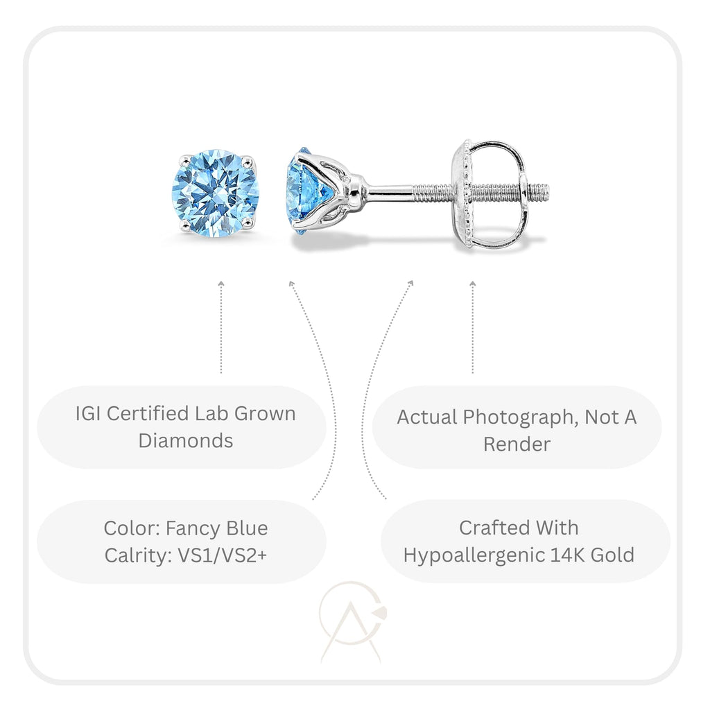 Blue Diamond Studs in 14K Gold [1.00 Ct. Tw.]