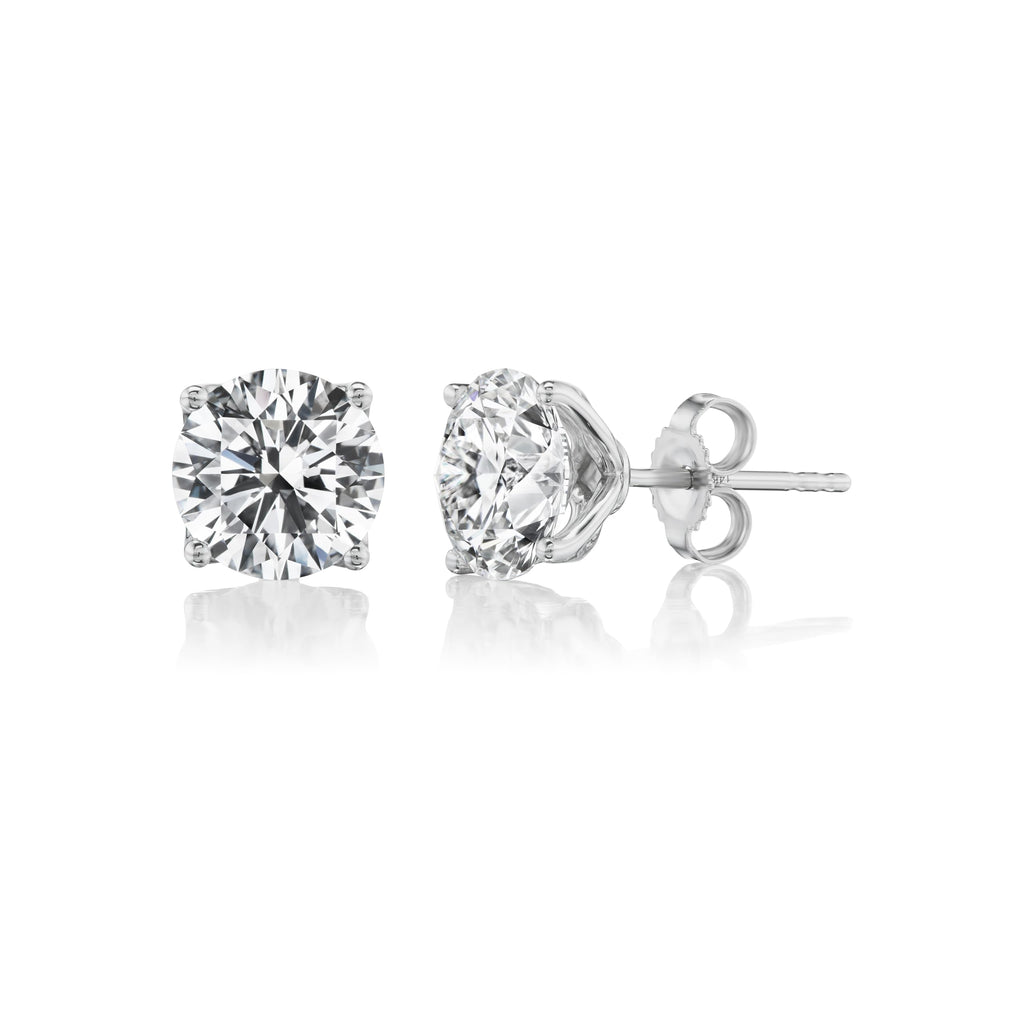 Round Stud Earrings with Tulip Basket in 14K Gold [0.50 - 4.00 Ct. Tw.]