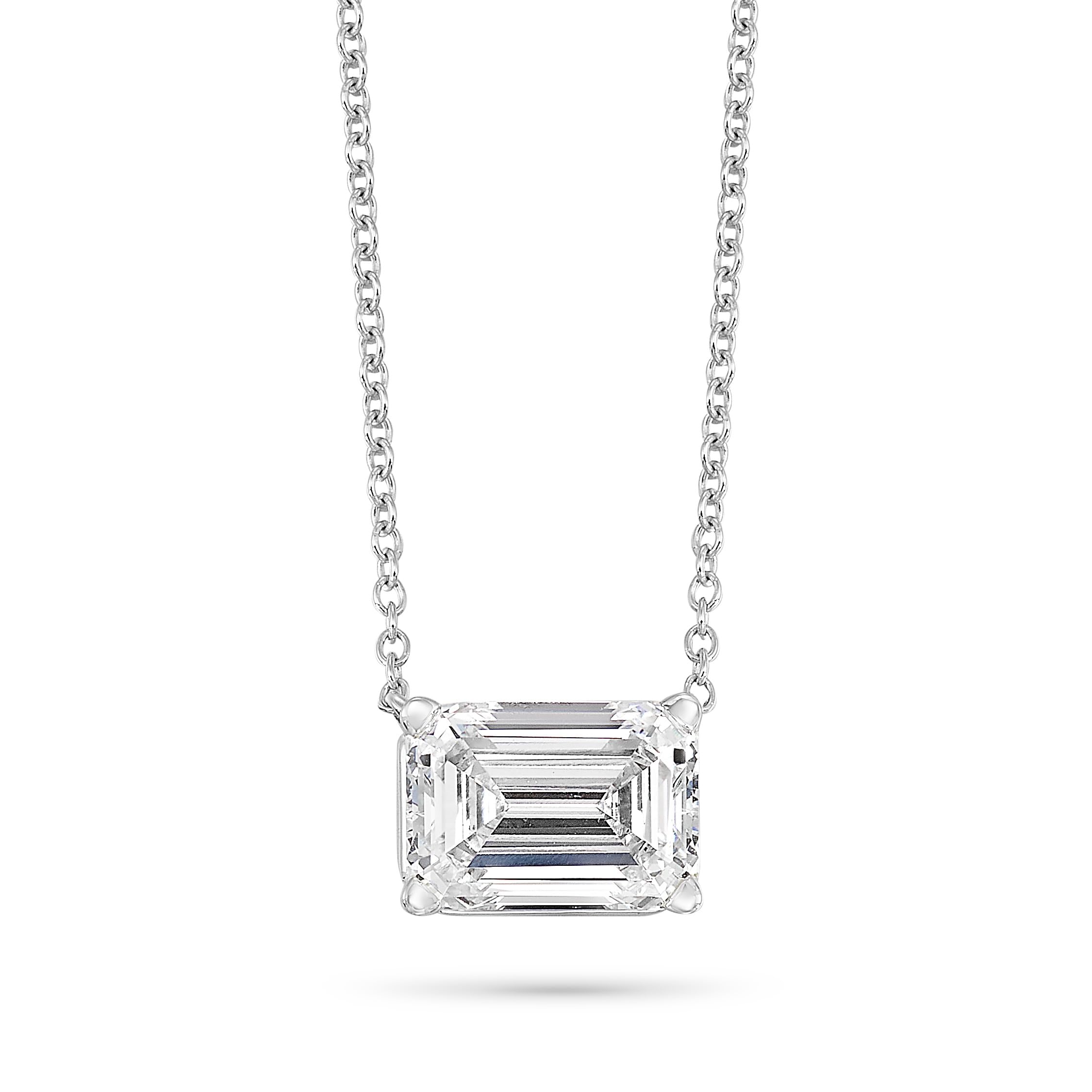 Carbon Atelier East-West Emerald Cut Lab-Grown Diamond Solitaire Necklace