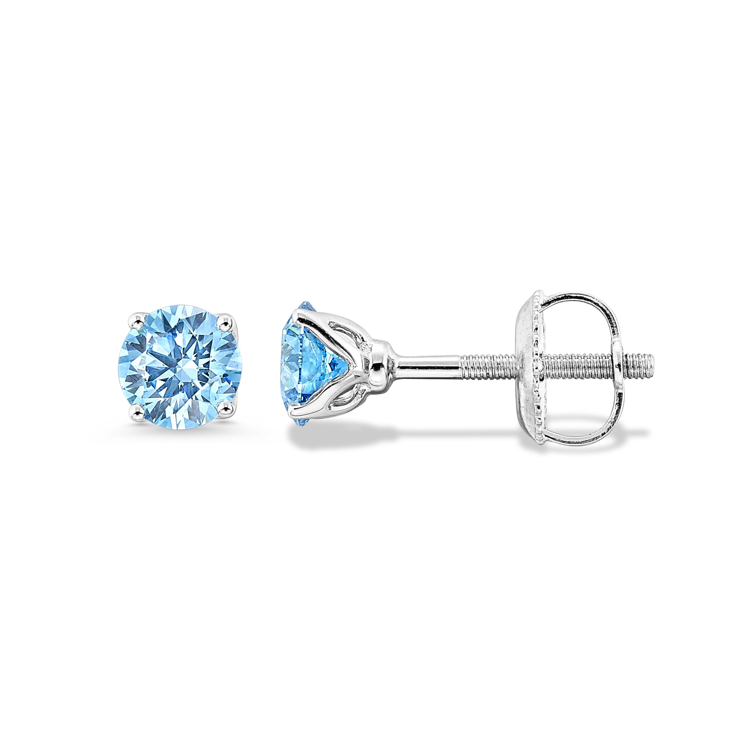 IGI Certified Lab-Grown Diamond Round Stud Earrings in 14K White Gold