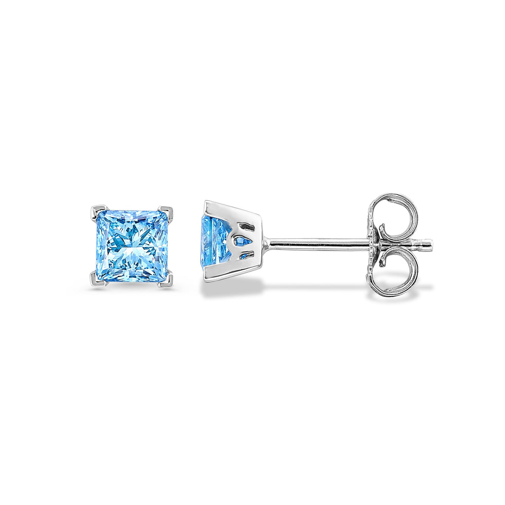Princess Stud Earrings with Floral Basket in 14K Gold [0.66 - 4.00 Ct. Tw.]