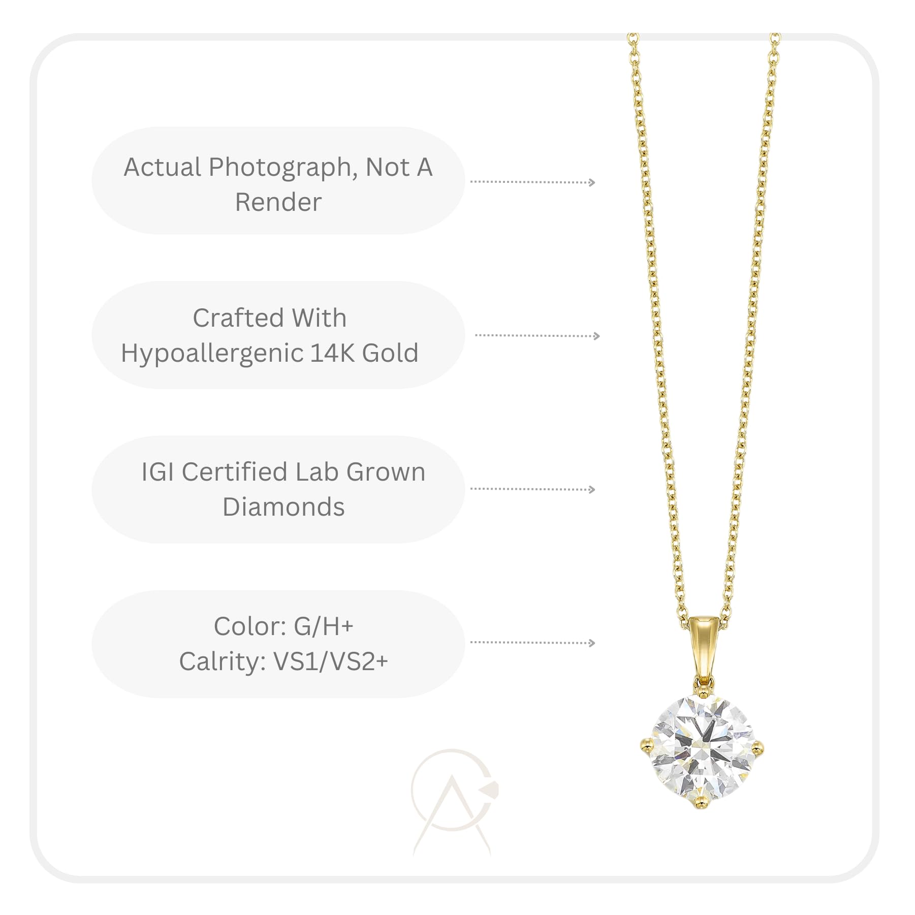 IGI Certified Round Brilliant Lab-Grown Diamond Solitaire Necklace