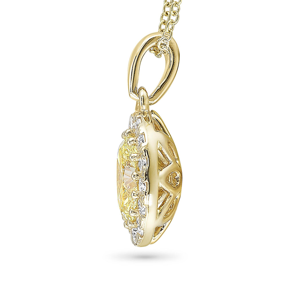 Yellow Oval Halo Necklace in 14K Gold [1.00 Ct. Tw.]