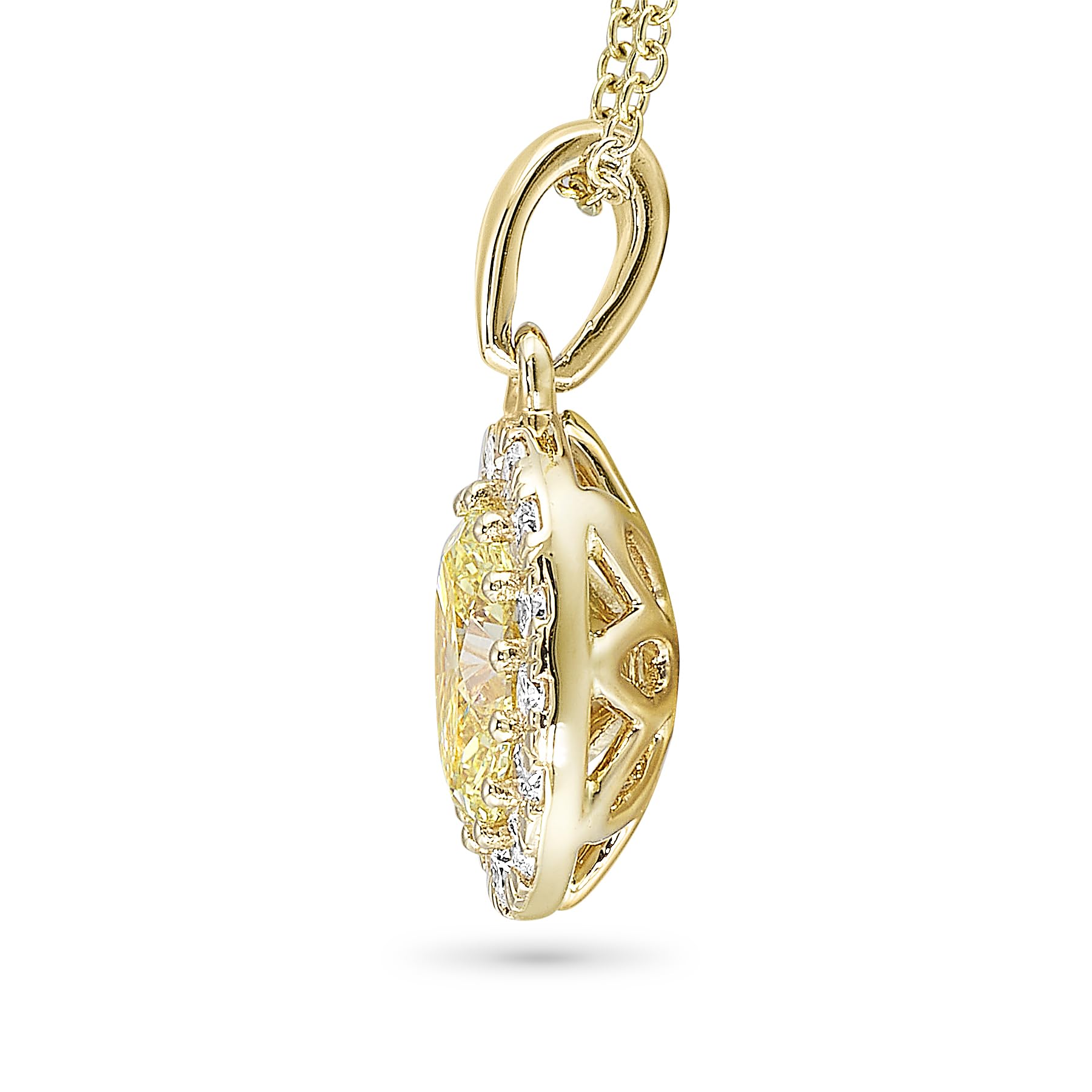 Carbon Atelier IGI Lab Grown Diamond Halo Pendant Necklace Luxury