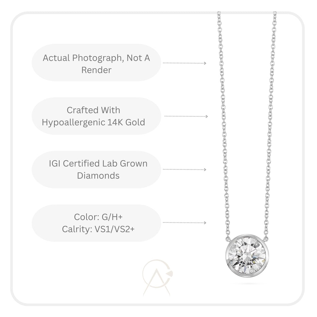 Round Bezel Necklace in 14K Gold [0.50 - 3.00 Ct. Tw.]