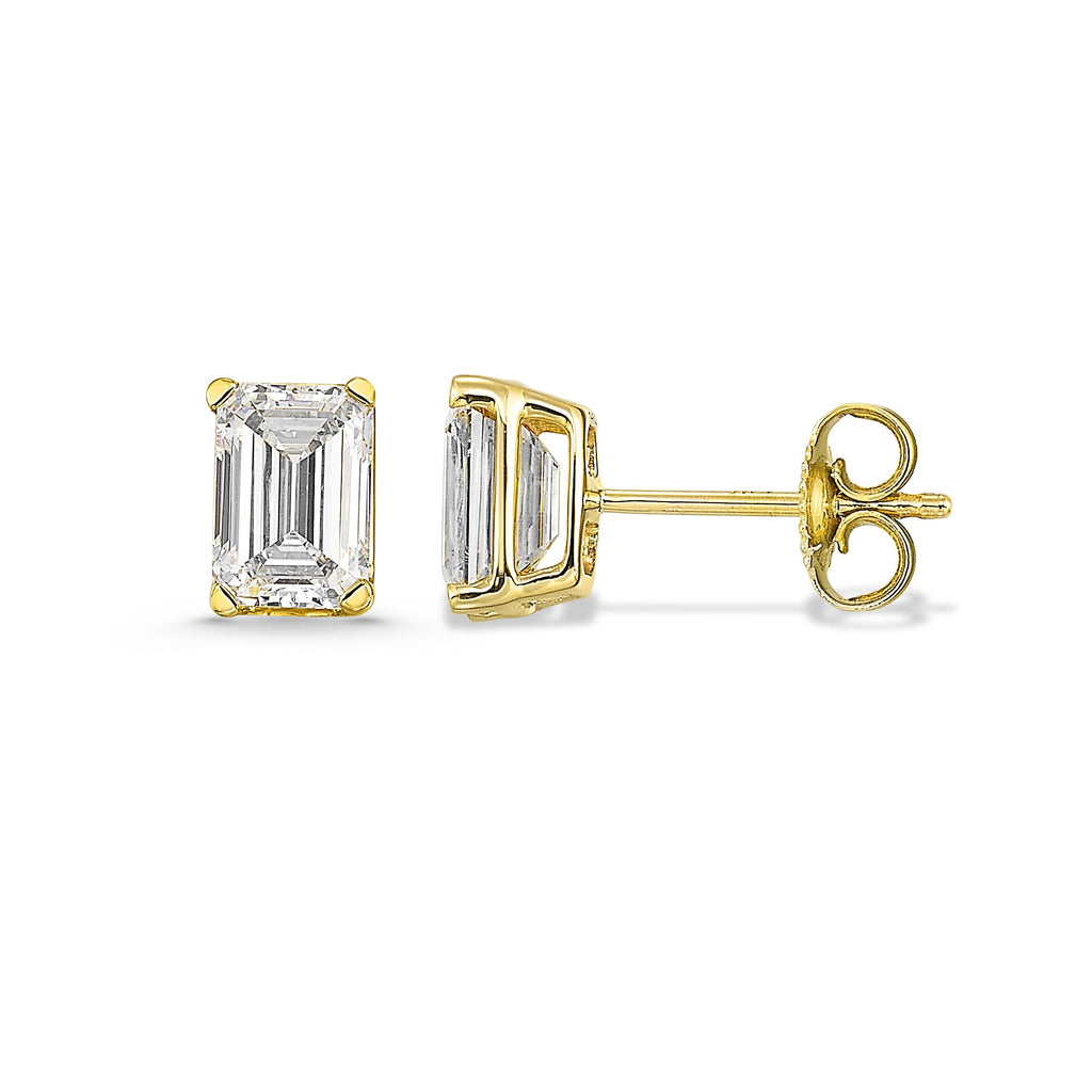 IGI Certified Emerald Cut Lab Grown Diamond Stud Earrings [0.66 - 4.00 Ct. Tw.]