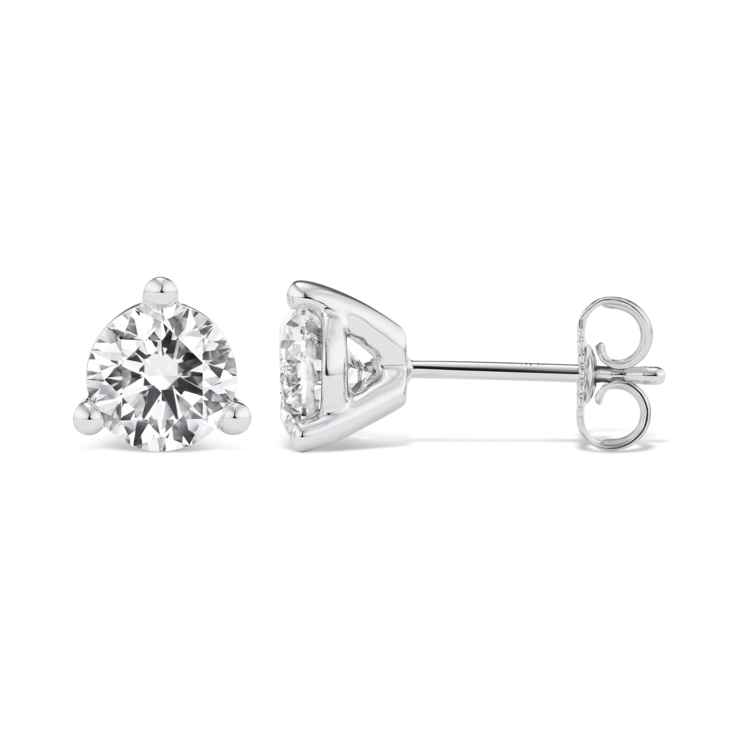 IGI Certified 1.50 to 4.00 Carat Lab Grown Diamond Round Stud Earrings for Women I 14k White Gold Earrings for Her (I-J, VS1-VS2, cttw) 3-Prong Martini Set Diamond I Push Back Studs