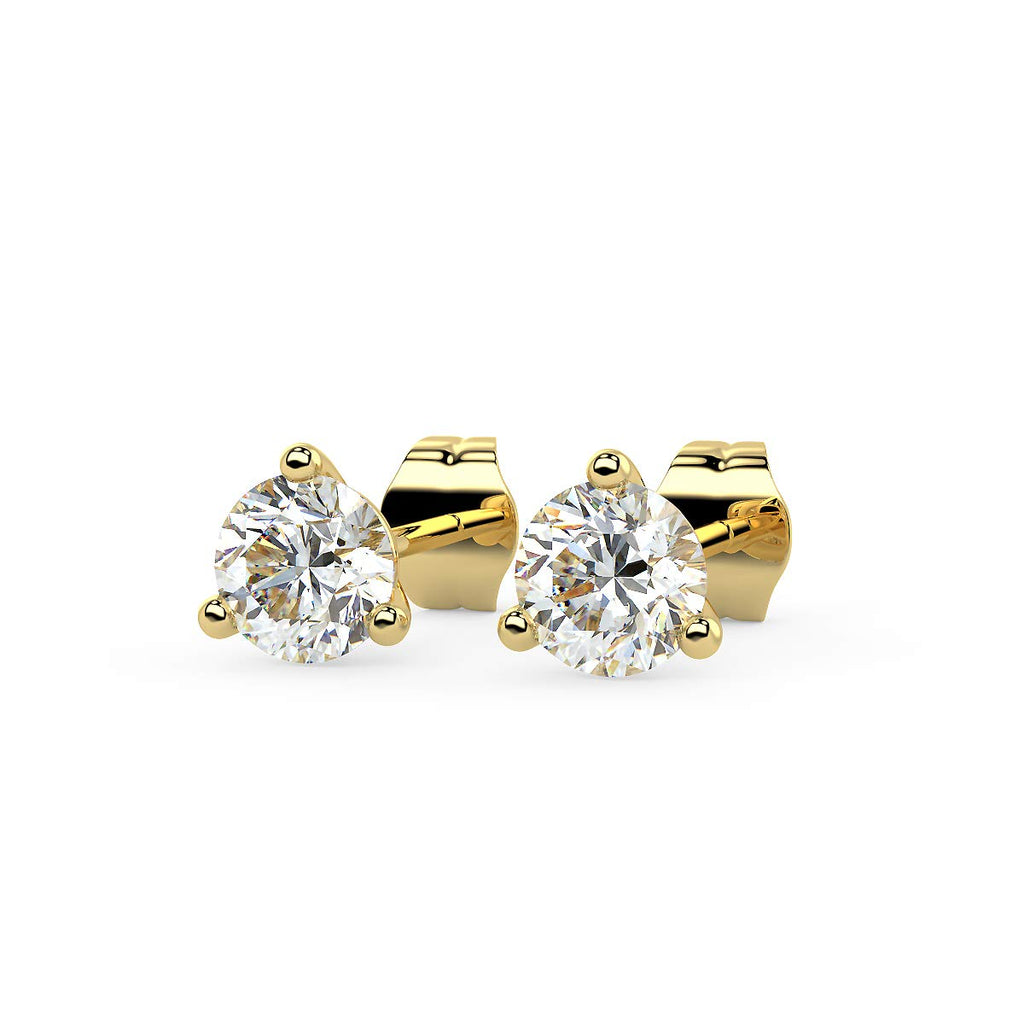 Round Stud Earrings with Tulip Basket in 14K Gold [0.50 - 4.00 Ct. Tw.]