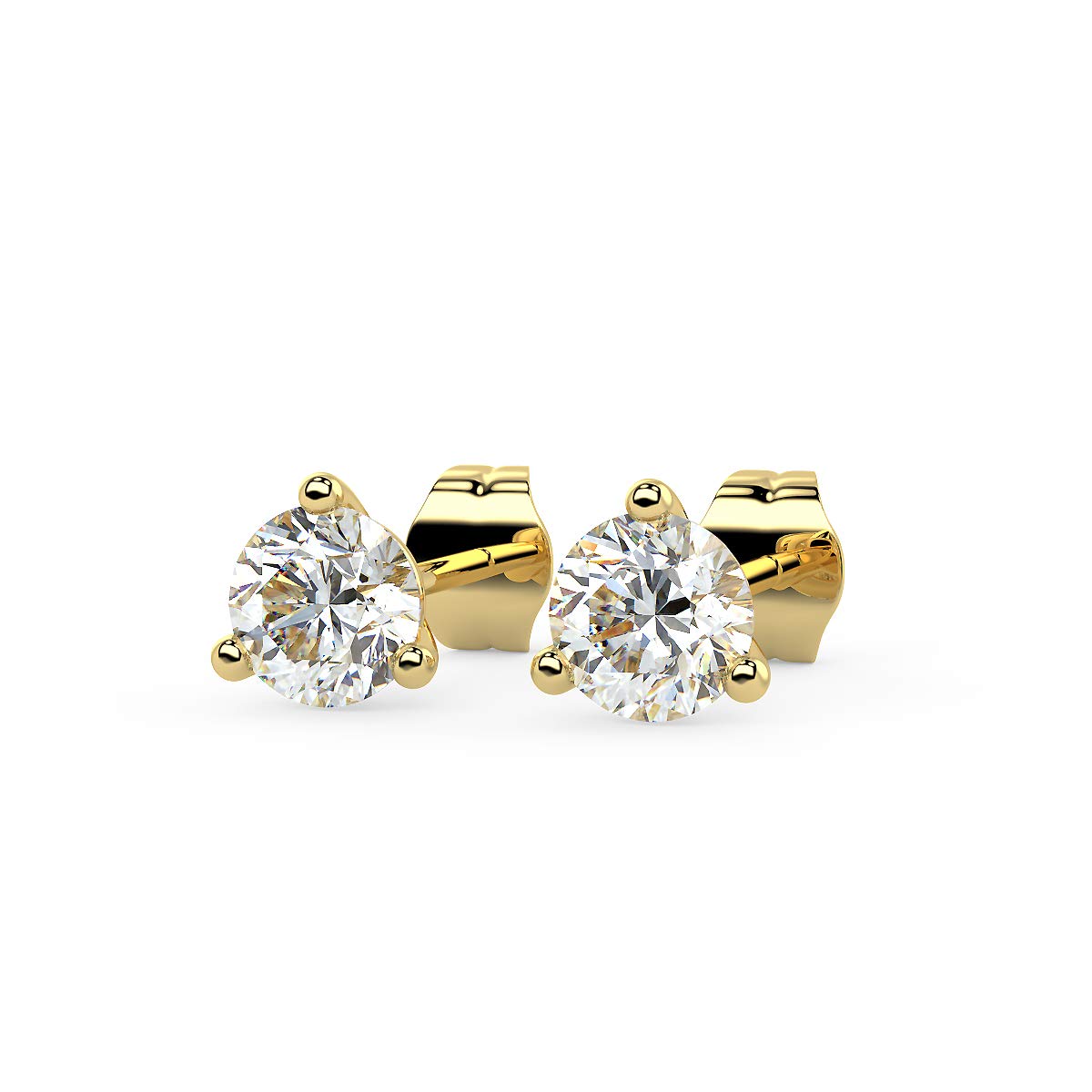 Round Stud Earrings with Tulip Basket in 14K Gold [0.50 - 4.00 Ct. Tw.]