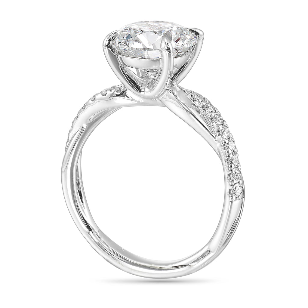 Semi Pave Twist Shank Engagement Ring in 14K Gold [3.25 Ct. Tw.]