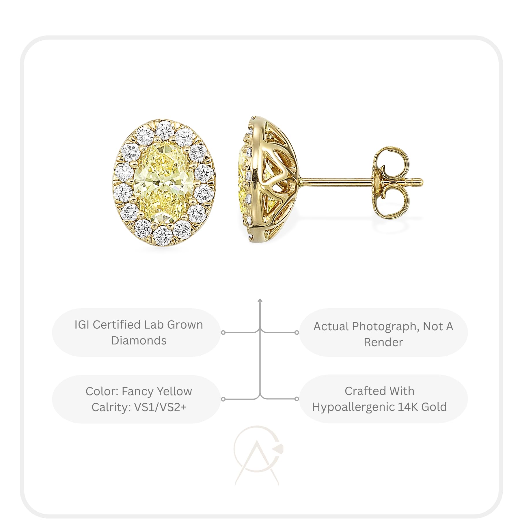 Carbon Atelier IGI Certified Lab Grown Diamond Halo Earrings