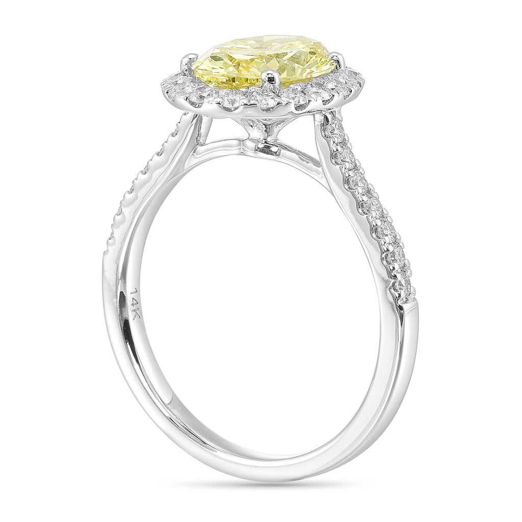 IGI Certified Yellow Lab Grown Diamond Halo Ring [2.50 Ct. Tw.]