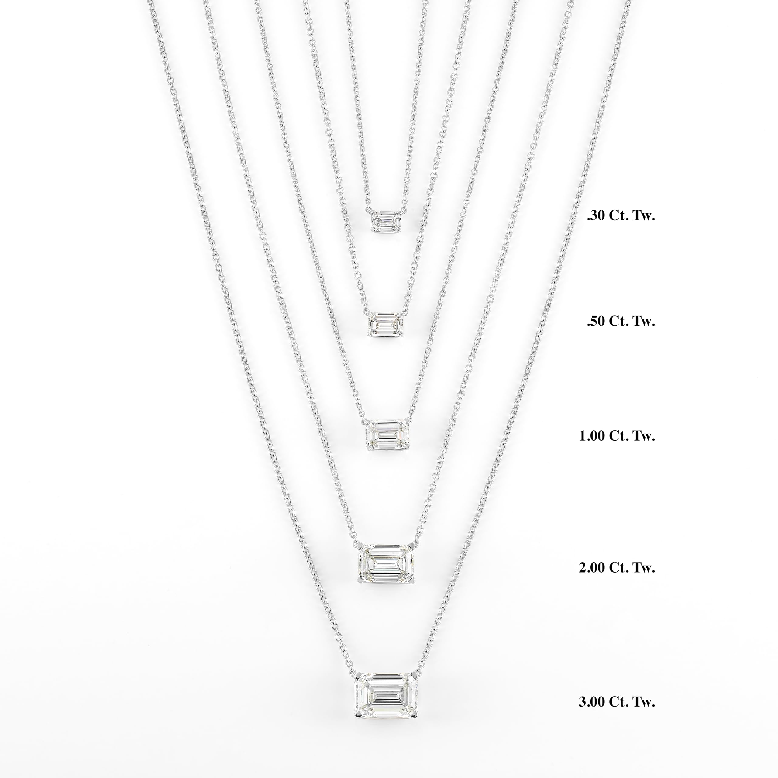 Carbon Atelier East-West Emerald Cut Lab-Grown Diamond Solitaire Necklace