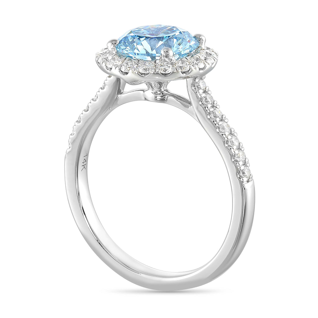 IGI Certified Blue Lab Grown Diamond Halo Ring [2.50 Ct. Tw.]