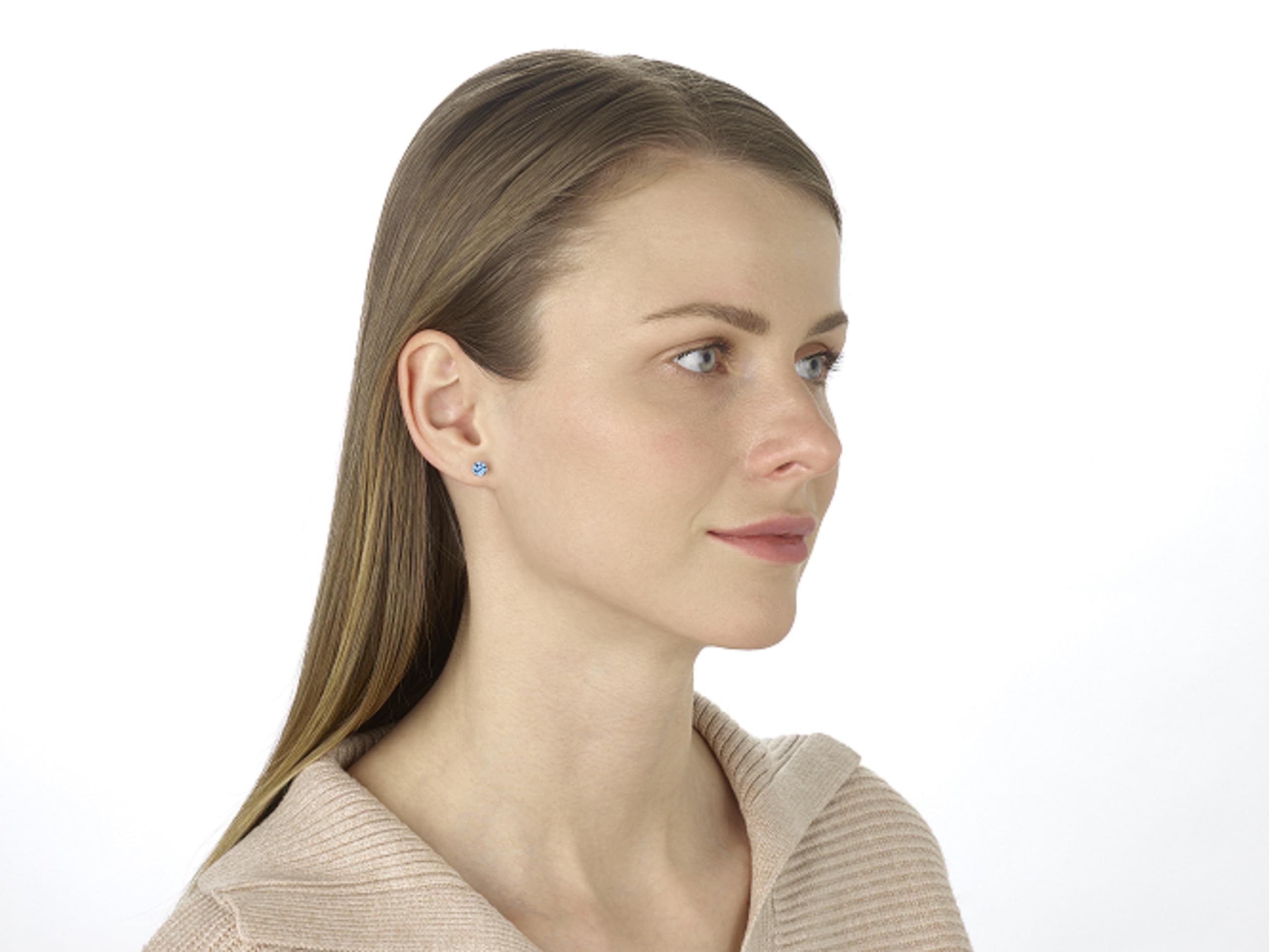 IGI Certified Lab-Grown Diamond Round Stud Earrings in 14K White Gold