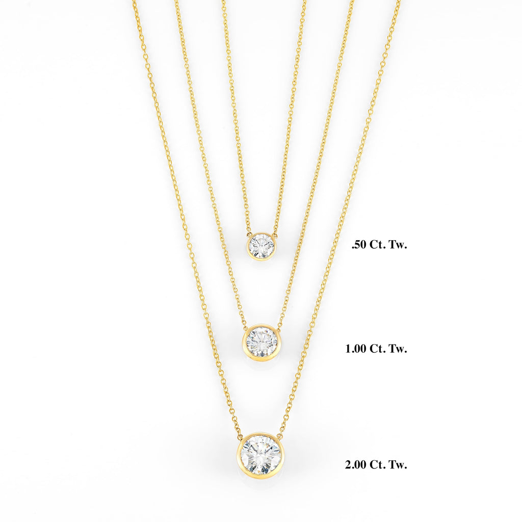 Round Bezel Necklace in 14K Gold [0.50 - 3.00 Ct. Tw.]
