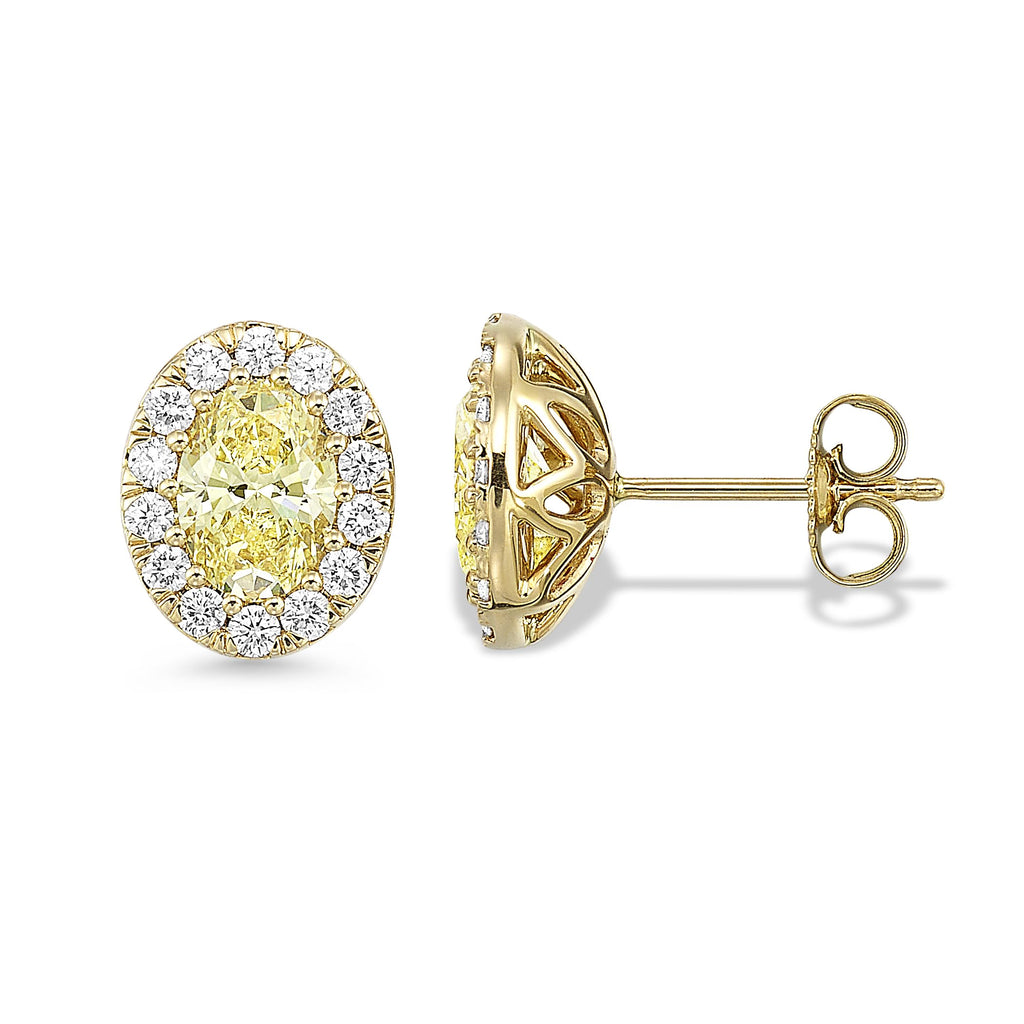 Yellow Oval Halo Stud Earrings in 14K Gold [2.00 Ct. Tw.]