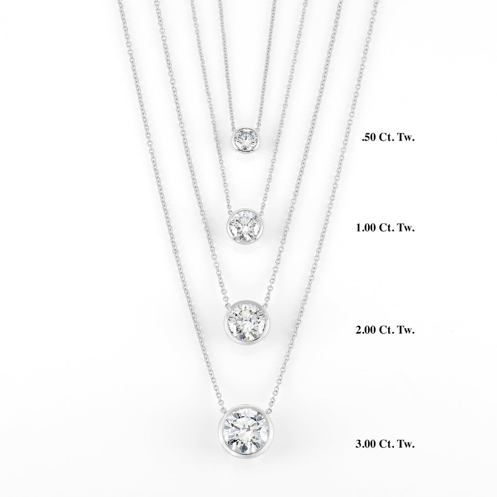 Round Bezel Necklace in 14K Gold [0.50 - 3.00 Ct. Tw.]