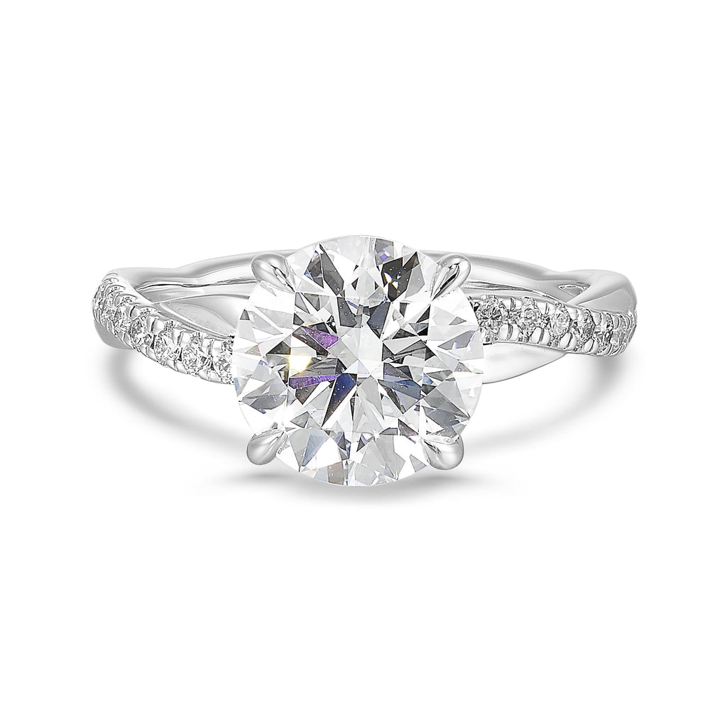 Semi Pave Twist Shank Engagement Ring in 14K Gold [3.25 Ct. Tw.]