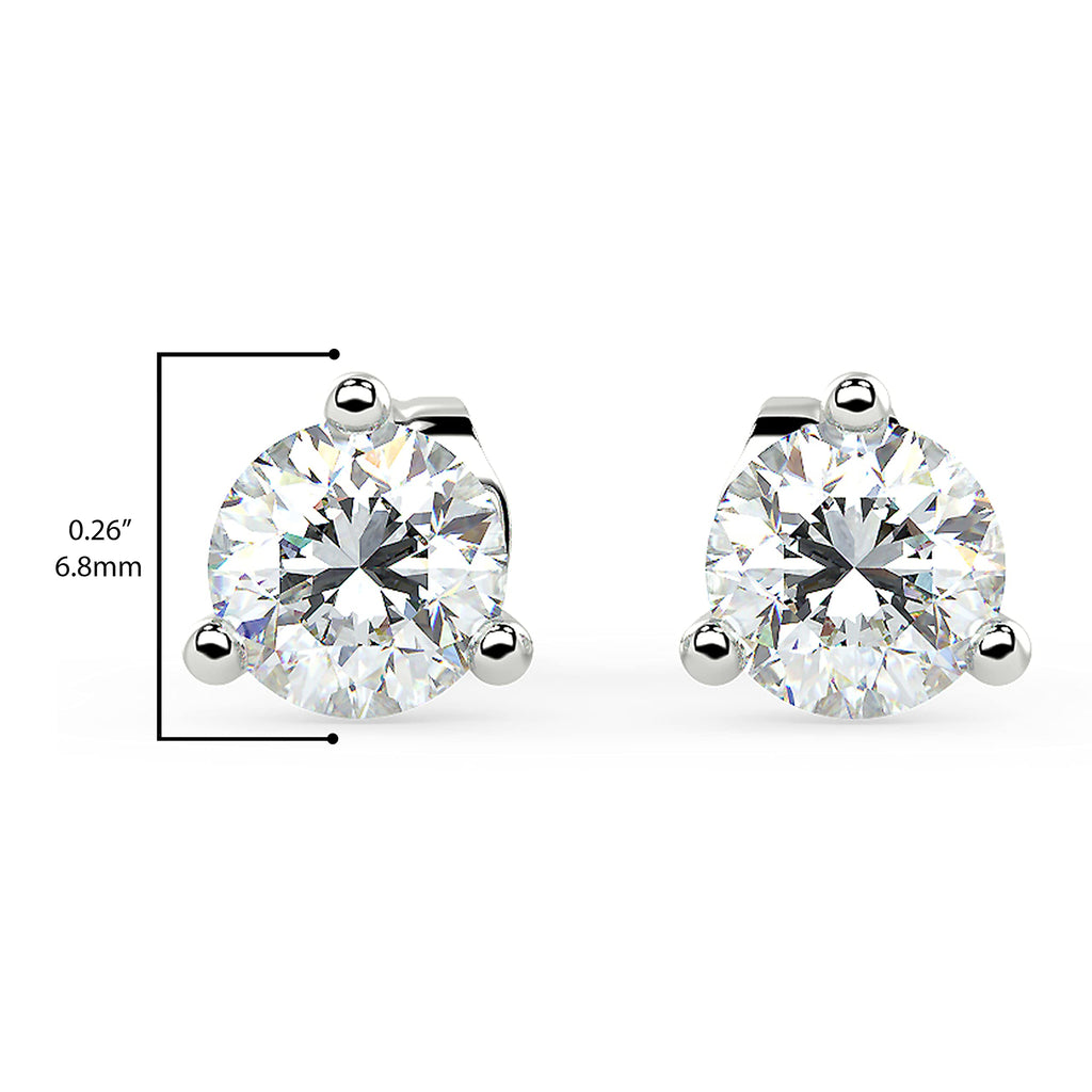 IGI Certified Round Martini Lab Grown Diamond Stud Earrings [1.00 - 3.00 Ct. Tw.]