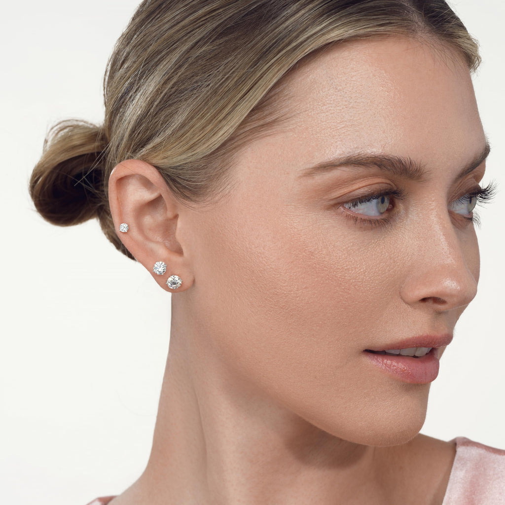 Round Stud Earrings with Tulip Basket in 14K Gold [0.50 - 4.00 Ct. Tw.]