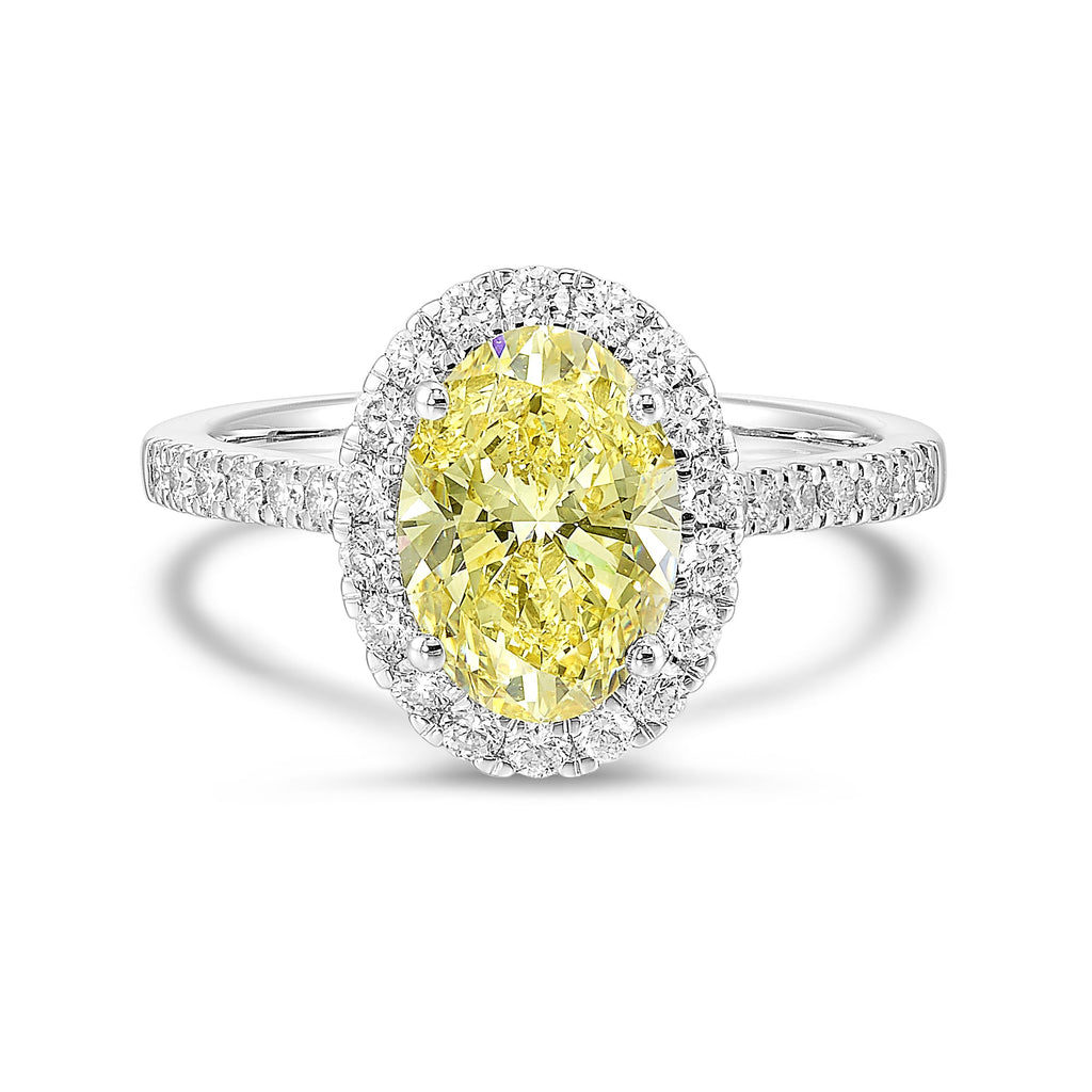 IGI Certified Yellow Lab Grown Diamond Halo Ring [2.50 Ct. Tw.]