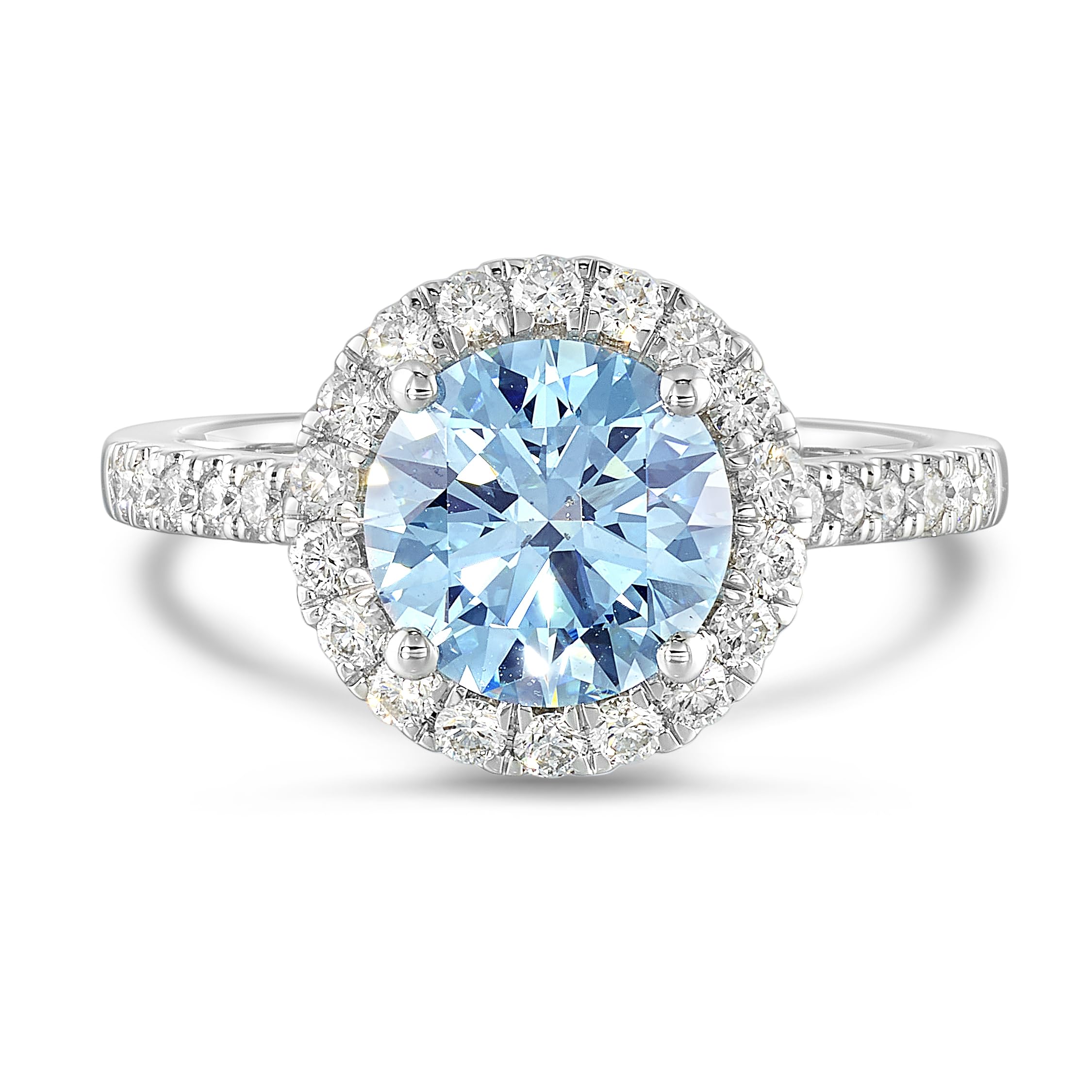 IGI Certified Blue Lab Grown Diamond Halo Ring [2.50 Ct. Tw.]