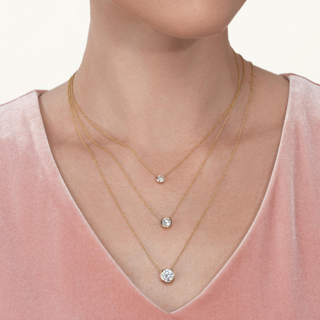 Round Bezel Necklace in 14K Gold [0.50 - 3.00 Ct. Tw.]