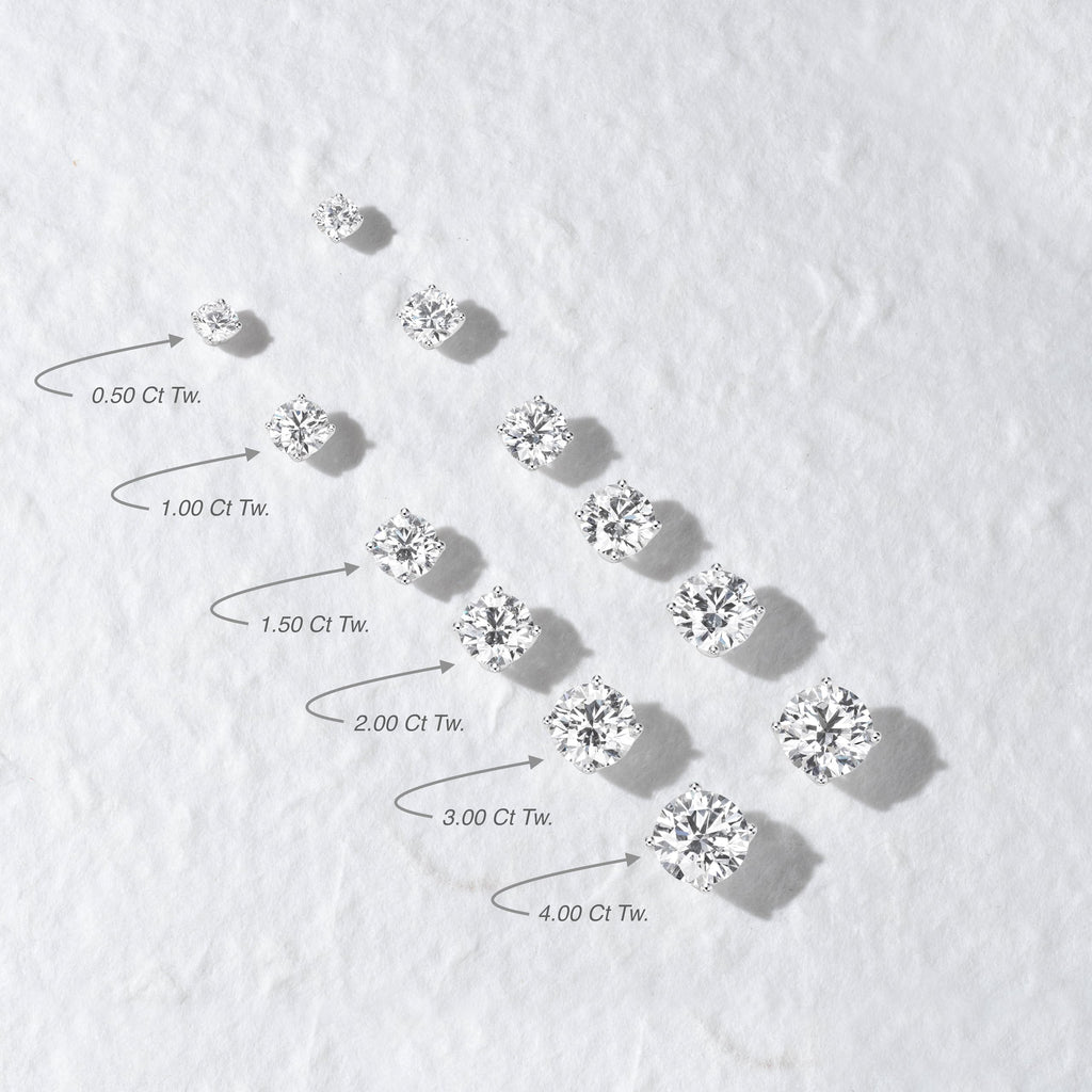 Round Stud Earrings with Tulip Basket in 14K Gold [0.50 - 4.00 Ct. Tw.]