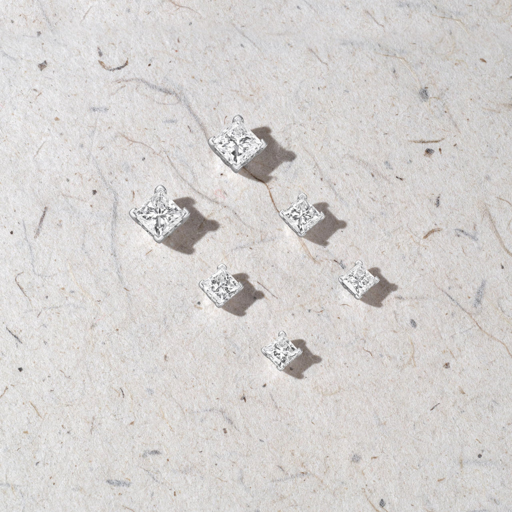 Princess Stud Earrings with Floral Basket in 14K Gold [0.66 - 4.00 Ct. Tw.]