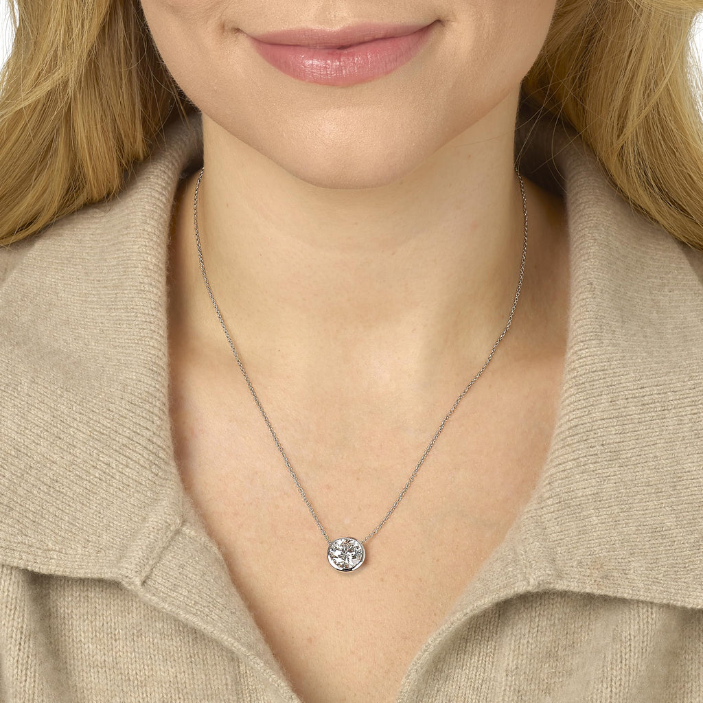 Round Bezel Necklace in 14K Gold [0.50 - 3.00 Ct. Tw.]
