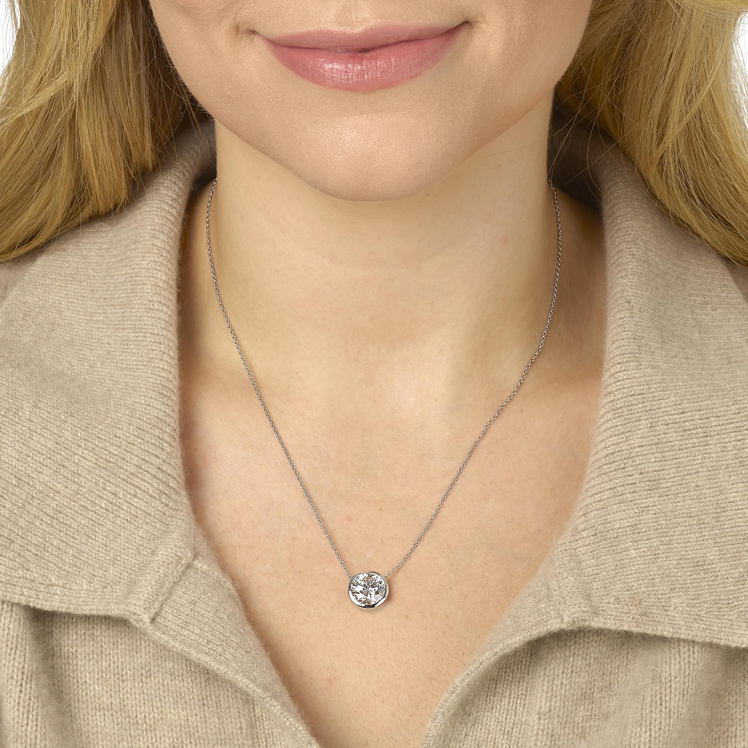 IGI Certified Lab-Grown Diamond Solitaire Pendant Necklace in 14K Gold