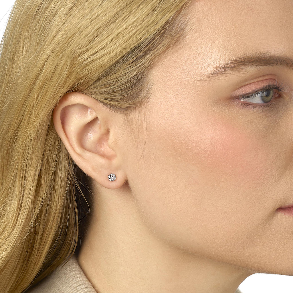Round Stud Earrings with Tulip Basket in 14K Gold [0.50 - 4.00 Ct. Tw.]