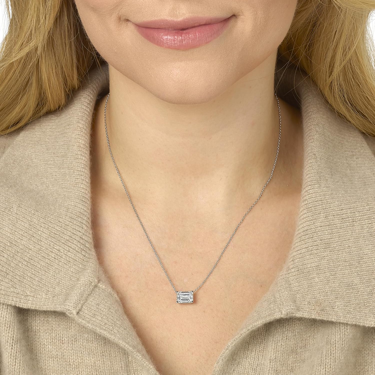 Elegant Emerald Cut Diamond Necklace