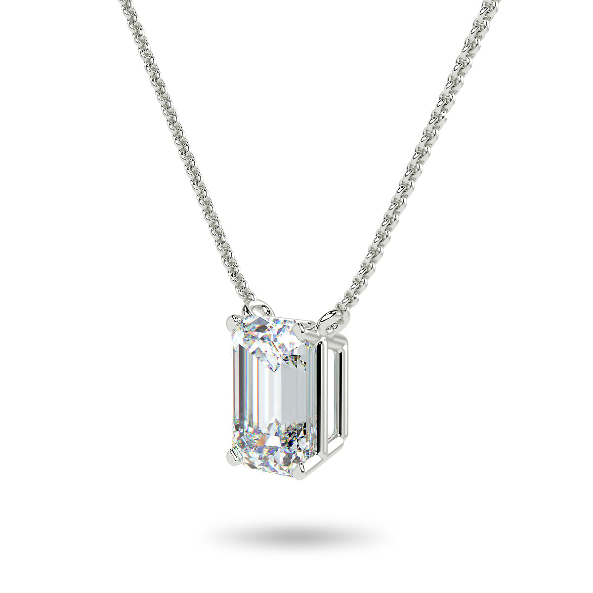 Silver Green Emerald Necklaces Emerald Cut Pendant Necklace For Women Base  Metal : Brass Plating : Silver Plated