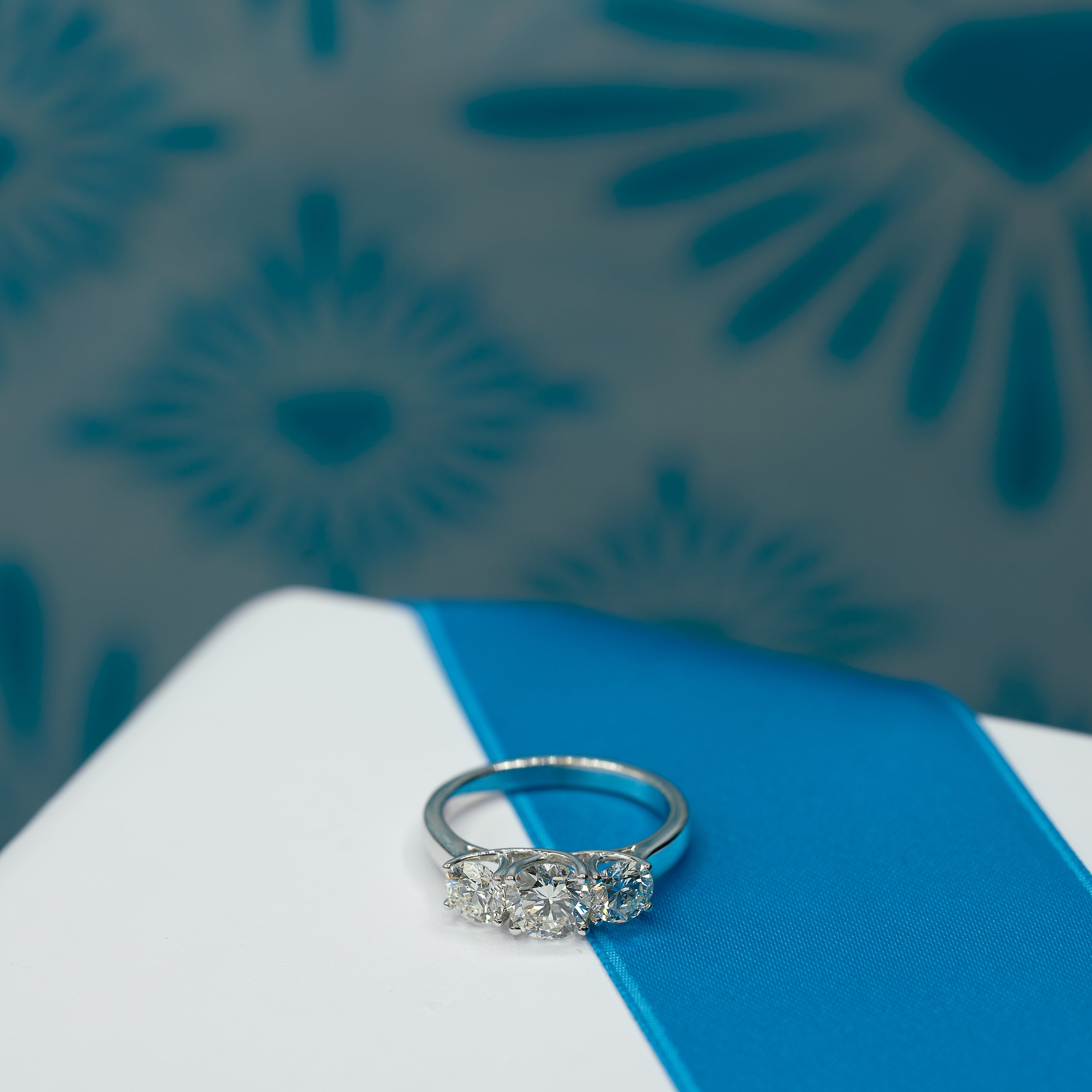 Centauri Three-Stone Ring in White Gold