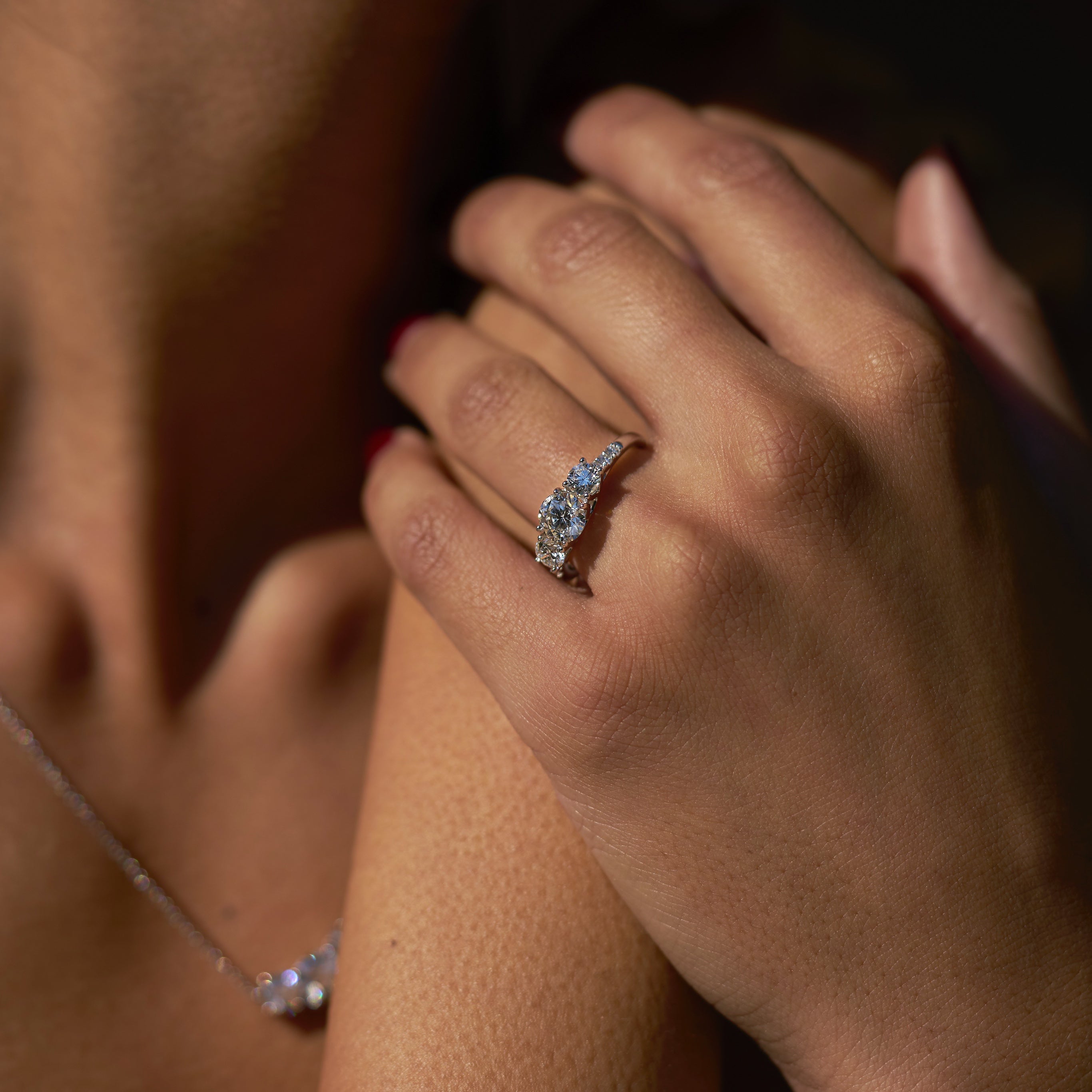 Centauri Three-Stone Ring in White Gold