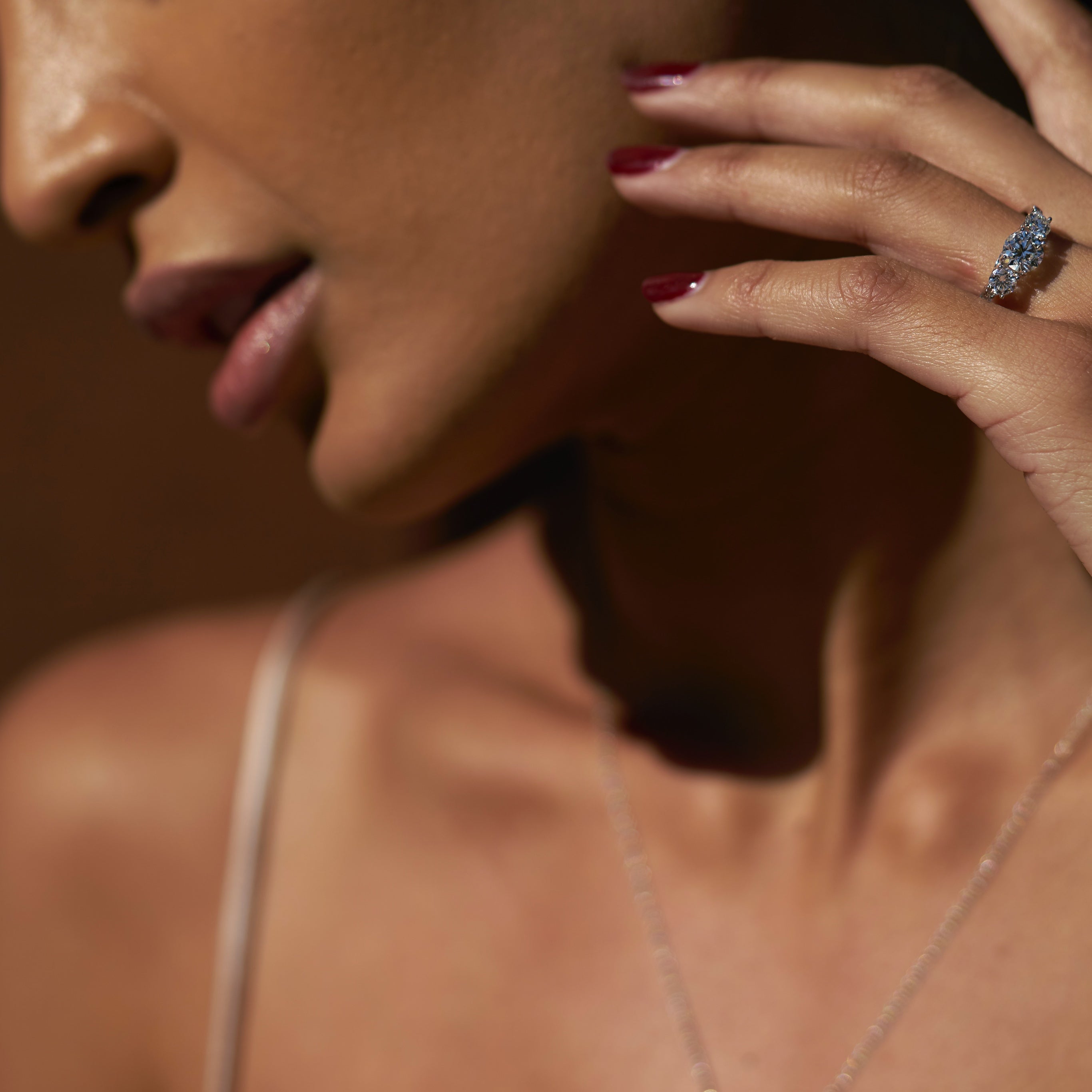 Centauri Three-Stone Ring in White Gold