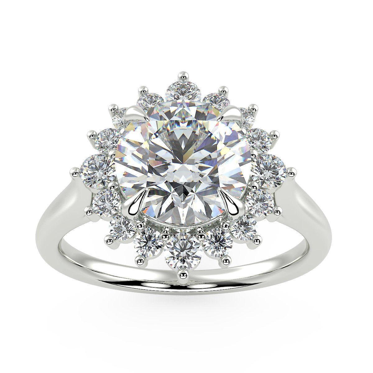 Starburst Engagement Ring in White Gold