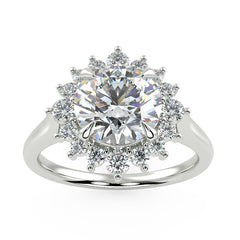 Starburst Engagement Ring in White Gold