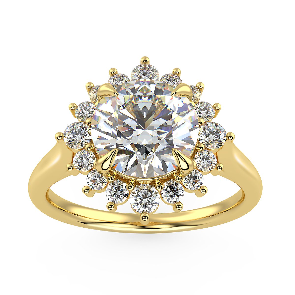 Starburst Engagement Ring in Yellow Gold