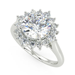 Starburst Engagement Ring in White Gold