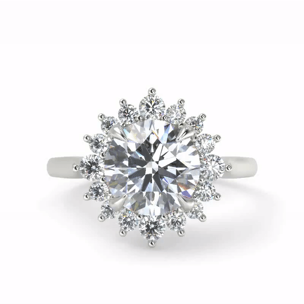 Starburst Engagement Ring in White Gold